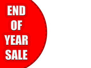 Sale banner template. White end of year sale text on red background with copy space for your text.