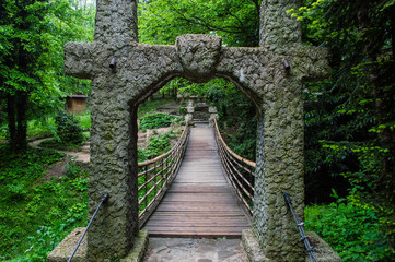 suspension bridge in the Park South of the resort in Sochi, Russia
