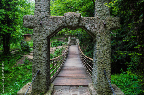 Suspension Bridge In The Park South Of The Resort In Sochi - 