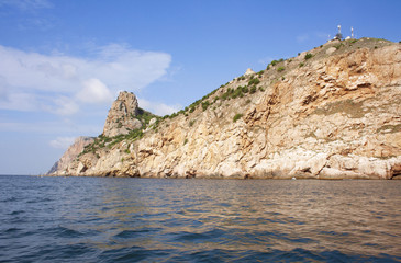 Fototapeta na wymiar The coastline of the black sea coast of Crimea