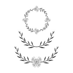 floral circle frame Simple wedding wreath vector hand drawn illustration
