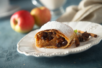 Homemade apple strudel