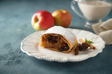 Homemade apple strudel