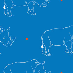 Rhino vector seamless pattern for textile, fabric, fashion clothes. African animal illustration isolated on background - 236594321