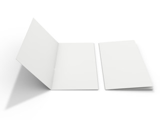 Blank portrait mock-up paper. Brochure, magazine, postcard isolated. 3D