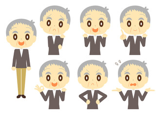 高齢男性の表情セット