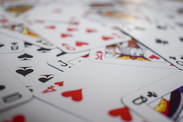 Deck of cards, partially out of focus