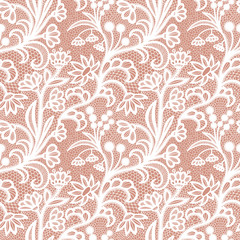 Lace seamless pattern with flowers - 236598581