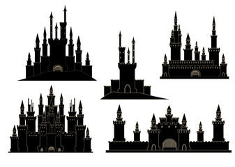 Vector set with old medieval castles