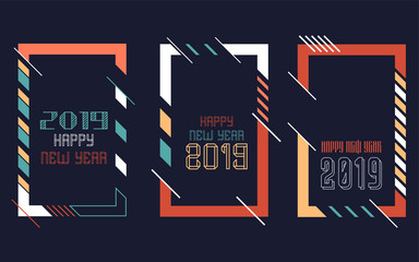 design, frame, background, 2019,  vector, art, new, year, happy, abstract, modern, color,vertical, horizontal, red, decoration, graphic, element, card, creative, winter, christmas, banner, party, temp