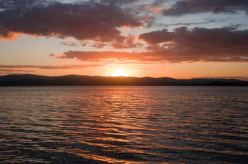 sunset over the lake