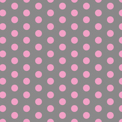 Fototapeta na wymiar Polka dot pattern. Pink circles on grey background. 