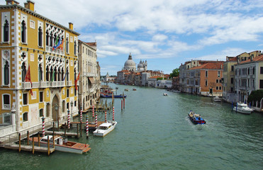  View from Ponte dell' Accademia at Palazzo Cavalli-Franchetti and Basilica di Santa Maria della Salute and Grand Canal
