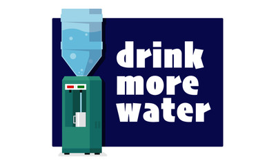 Drink water reminder Concept. Water Cooler with Water Jar Vector illustration