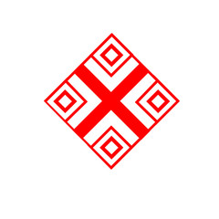 Red the ethnic element of the Slavic pattern on a white background