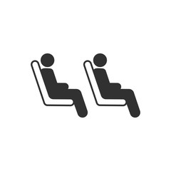 Three passenger seating in the row in public transportation. vector illustration isolated on white background.
