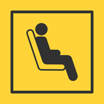 Bus Or Train Or Plane Seat Yellow Sticker In Square Frame, Can Be Used For Labels, Traffic Signs, Reserved Place, Vector Illustration Isolated On White Background.