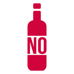 No Alcohol Sign with Bottle, Vector Illustration isolated on white background.