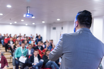 businessman giving presentations at conference room