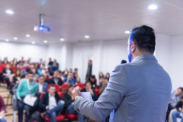 businessman giving presentations at conference room