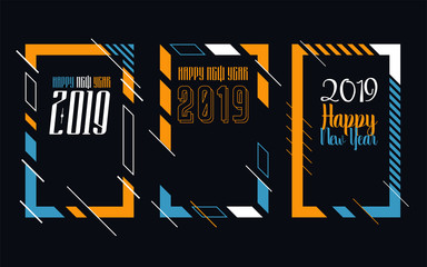 Vector vertical background frame for text Modern Art graphics for hipsters. Happy New Year 2019 design elements 