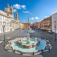 Aerial view of Navona Square, Piazza Navona, in Rome, Italy.