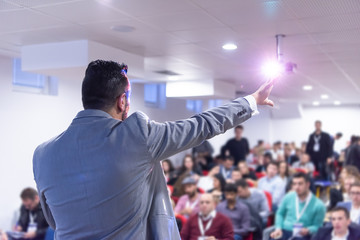 businessman giving presentations at conference room