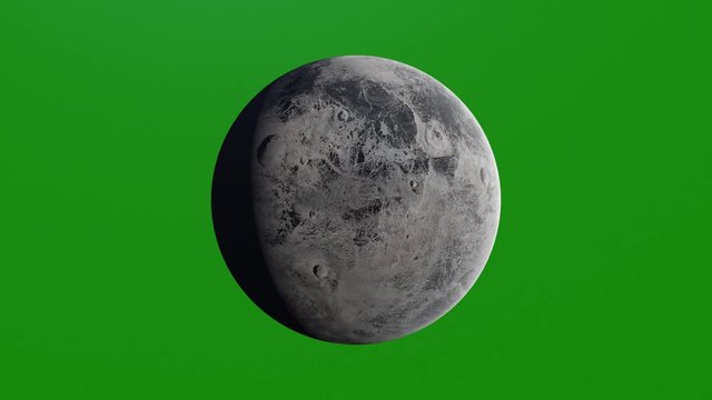Ceres dwarf planet rotating on green screen. 4K