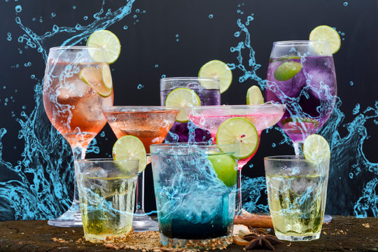 cocktail selection water splash