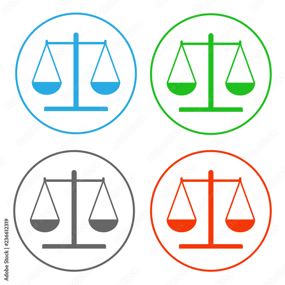 Wall mural scales of justice. icon set. vector.