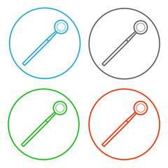 Dental instrument - angled mirror. Icon set. Vector.