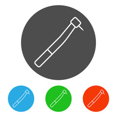 Dental instrument - handpiece. Icon set. Vector.