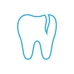 Tooth with cracked enamel. Vector.