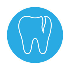 Cracked tooth. Vector icon.