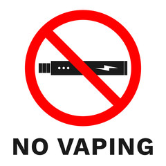 NO VAPING sign. Sticker with inscription. Vector.