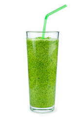 Glass of homemade spinach and broccoli smoothie