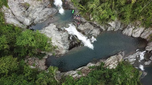 Push down on El Ataud Waterfall from a birds eye perspective.