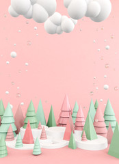 christimas winter theme, 3d render illustration ,space for text