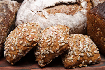 Still life bread on a wooden background