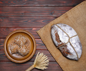still life bread on a wooden background