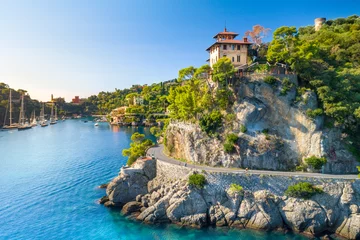 Keuken spatwand met foto Beautiful sea coast with colorful houses in Portofino, Italy. Summer landscape © Aleh Varanishcha