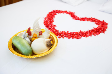 Items for  naptial bed in Thai wedding