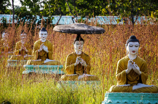 Buddha statues at the Bodhi Ta Htaung, the religious center, Monywa,Myanmar (Burma)
