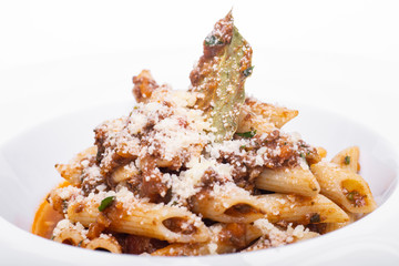 Pasta with minced meat and cheese

