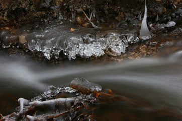 Water, Cold, freezing, frozen, icicles, winter, river, creek, ice, crystals