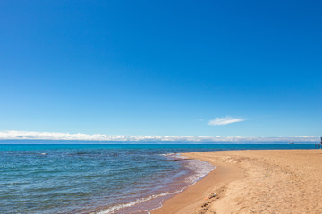 Beautiful landscape, Issyk-Kul lake, Bosteri, Kyrgyzstan
