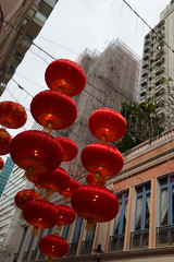 red lanterns in the city