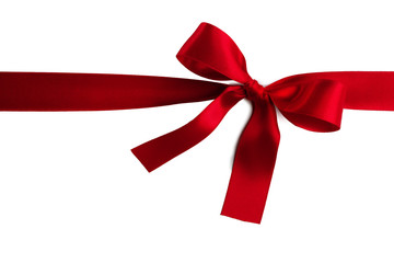 Red gift bow on white