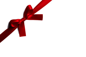 Red gift bow on white