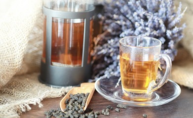 Brewed tea on a serving table